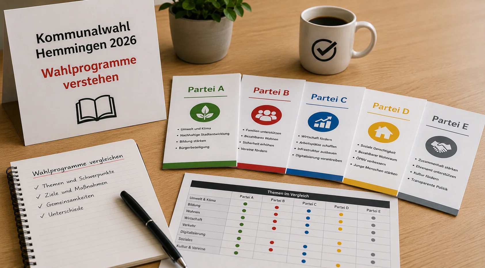 Vergleich und Analyse von Wahlprogrammen zur Kommunalwahl Hemmingen 2026